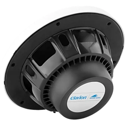 Altavoces náuticos Clarion® CMS 6.5" / 30 W RMS / 4 Ohmios / 87 dB / 55 Hz-20 KHz / RGB LED / Blanco y Negro Clásico