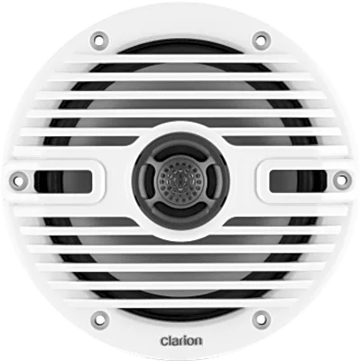 Altavoces náuticos Clarion® CMS 6.5" / 30 W RMS / 4 Ohmios / 87 dB / 55 Hz-20 KHz / RGB LED / Blanco y Negro Clásico