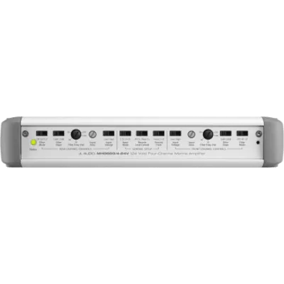 Amplificador Náutico / 4 Canales / Clase D / 600 W (24 V) / Potencia 150 W x 4 / Filtros Paso Bajo/Alto / Control Remoto Opcional