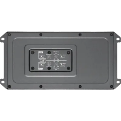 Amplificador Náutico y para Deportes de Motor / 4 Canales / 500 W RMS / Clase D / IPX7 / Filtros Paso Bajo y Paso Alto / Potenciómetros Calibrados con Bloqueo