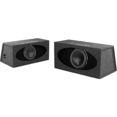 Subwoofer con Caja para Coche / 12" / 1000 W RMS / Impedancia 3 Ω / JL Audio H.O. Wedge W7AE / Diseño Orientado hacia Atrás / Puertos de Ranura / Acoplado a la Cámara / Terminal de Conexión de 5 Vías