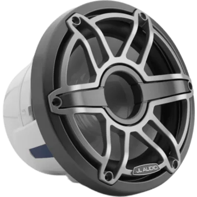 Subwoofer Náutico JL Audio M6 / 8" (20.3 cm) / Cono de Polipropileno Relleno de Mica / Impedancia 4 Ω / Potencia RMS 200 W / Sensibilidad 86.8 dB / Rejilla Deportiva de Titanio / Deflector Infinito o
