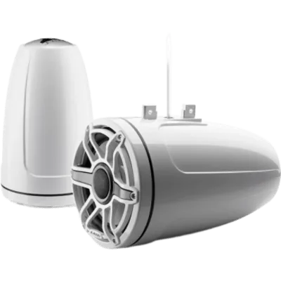 Bocinas Cerradas para Torre / Coaxial 8.8" (224 mm) / 125 W RMS / Impedancia 4 Ω / Respuesta 38 Hz-20 kHz / Tweeter Cúpula de Seda 32 mm (1.25") / Cono Polipropileno con Mica / Rejilla Deportiva Blanc
