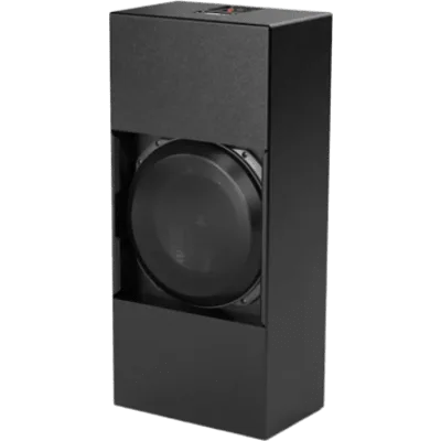 Subwoofer de Cine Personalizado / 13.5 in (343 mm) / Carcasa Sellada / Profundidad 9 in (229 mm) / Potencia RMS 1000 W / Respuesta de Frecuencia 22 Hz-150 Hz / Acabado Texturizado Negro / Rejillas Inc