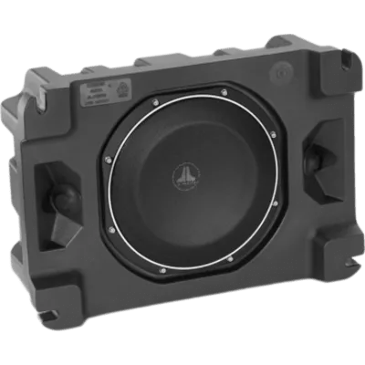 Subwoofer Sellado StowAway 10″ / Dimensiones 178 x 457 x 318 mm (7 x 18 x 12.5 in) / 2 Ω o 4 Ω / Potencia RMS 300 W / Amplificador Recomendado 75-300 W / Cono de Polipropileno Relleno de Minerales / C