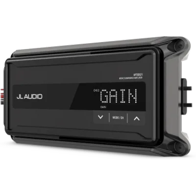 Amplificador Náutico Monobloque / Clase D / 200 W RMS a 4 Ω / 300 W RMS a 2 Ω / IP67 / 9-16 VDC / Filtro Paso Alto-Bajo / Refuerzo de Graves / JL Audio