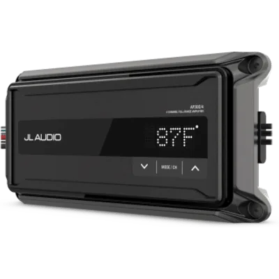 Amplificador Náutico Compacto / 4 Canales / Clase D / 150 W x 2 Puenteado / IP67 / 9-16 VDC / Filtros Paso Alto/Bajo / Refuerzo de Graves / JL Audio AP