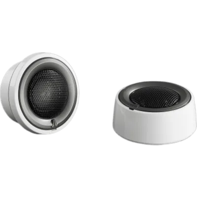 Tweeter de Componentes Náutico / 1" / Cúpula de Seda / Alta Potencia y Amplia Dispersión / Montaje Empotrado o Superficial / Resistente a Corrosión y UV / Incluye Soportes Blancos y Anillo Gris