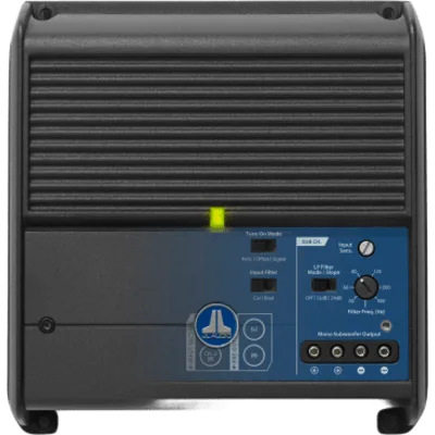 Amplificador de Subwoofer Náutico y para Automóvil Monobloque / 300 W RMS a 2 Ω / 200 W RMS a 4 Ω / Clase D / Respuesta de Frecuencia 10 Hz-1 kHz / Filtro Paso Bajo 50-500 Hz / Relación Señal/Ruido >1