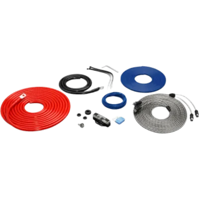 Kit de Conexión para Amplificador / Capacidad 60 A / 1 Amplificador Compatible / Rango de Fusible Recomendado 30 a 60 A / Cable de Alimentación 5.18 m (17 ft) / Cable de Tierra 0.91 m (3 ft) / Cable d