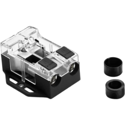 Bloque de Distribución de Fusibles MAXI / 2 Vías / Entrada Cable 1/0 a 4 AWG / Salidas 2 Cables 4 a 8 AWG / Terminales OmniSert / Latón Forjado y Maquinado / Recubrimiento Estañado Grado Marino / Base