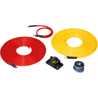 Kit Náutico de Conexión de Alimentación Premium / 6 AWG / 12 V / Un Amplificador / Hasta 6.09 m (20 ft) de Batería / Cobre OFC Puro Estañado / Disyuntor Marino 50 A IP67 / SAE J1171 / Terminales de Ac