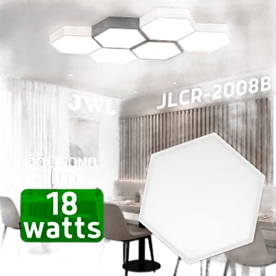 Lámpara LED Poligonal / 18 W / 1 800 lm / 6 500 K / 140° / Montaje Sobreponer o Suspendido / 85-265V~ 50/60 Hz