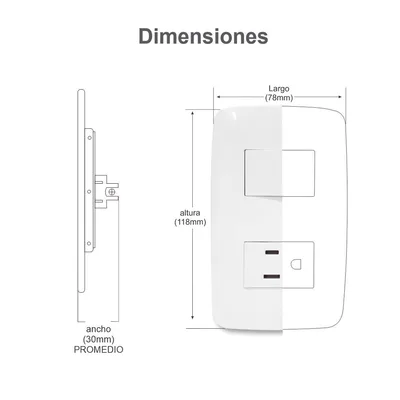 Apagador Sencillo / 127 V / 10 A / Blanco / 4.6 x 3.1 x 1.2 in