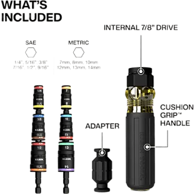 Desarmador de Impacto / 14 en 1 / Magneto de Tierras Raras / Almacenamiento Dual / Asistente de Torque / Dados 7-14 mm