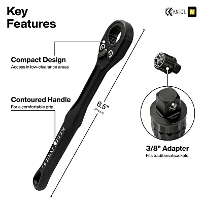Juego de Dados de Impacto / Paso a Través / 39 Piezas / SAE y Métrico / Sistema KNECT / Adaptador 3/8"