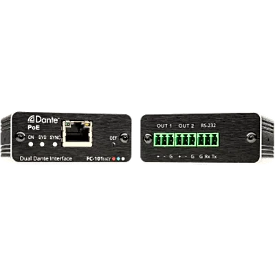 Decodificador Dante | 2 Canales | Salidas Mono Balanceadas | Alimentación PoE | Control de Volumen | Conversión 32 bits | Frecuencia de Muestreo 96 kHz | Kramer Protocol 3000