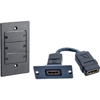 Kit Wall Plate HDMI | Frame 1 Gang METAL Versión USA | Inserción HDMI Espacio Simple | Incluye Inserciones en y Tornillos | Negro
