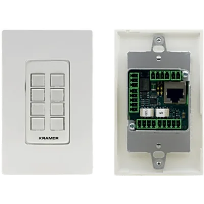 Botonera de Control 8 Botones | PoE | Puertos RS-232, RS-485, IR, Relés, GPI/O | K-NET | Programable con K-Config | Instalación en Caja 1-Gang