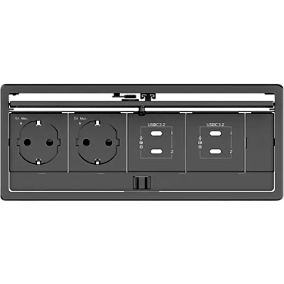 Table In-Surface Connectivity Box | 4 Módulos | Diseño Minimalista | Instalación desde Arriba | Negro-RAL 9011 | 242 x 99.5 x 113 mm (9.52 x 3.91 x 4.45 in)