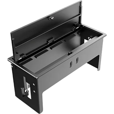 Table In-Surface Connectivity Box | 4 Módulos | Diseño Minimalista | Instalación desde Arriba | Negro-RAL 9011 | 242 x 99.5 x 113 mm (9.52 x 3.91 x 4.45 in)