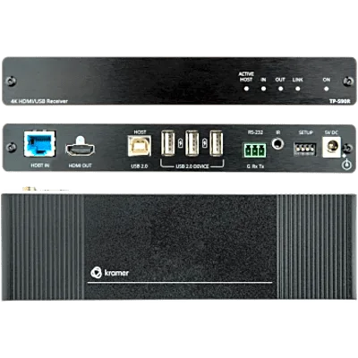 Receptor HDMI 4K60 4:2:0 con USB, RS-232 e IR sobre HDBaseT 2.0 de Largo Alcance | 4K UHD @60Hz (4:2:0) 24bpp | HDCP 2.3 | HDBaseT 2.0 | 10.2 Gbps | Extensión 40 m (130 ft) a 4K, 70 m (230 ft) a 1080p