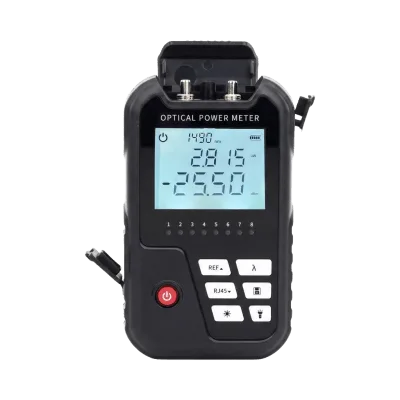 Medidor de Potencia Óptica / Rango -50dBm a 26dBm / Detector InGaAs 800-1700nm / VFL 2mW 650nm / Probador RJ45 hasta 300m / 120h Operación Continua