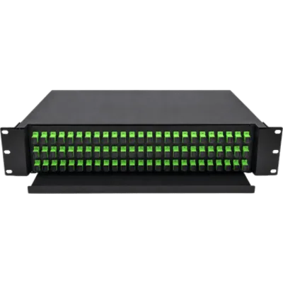 Distribuidor de Fibra Óptica (ODF) para 72 Empalmes, con 72 Acopladores SC/APC y 72 Pigtails SC/APC, para Rack de 19, 3 UR