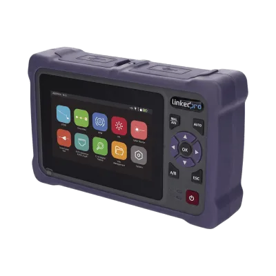 OTDR Touch / Fibra Óptica Multimodo / 850nm y 1300nm / Rango Dinámico 22/24 dB / Zona Muerta 1.5 m (4.9 ft) / VFL 10mW / OPM / Mapeo RJ45 / Batería 5000 mAh