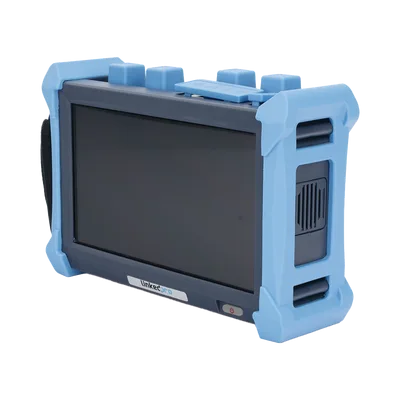 OTDR Portátil / Fibra Monomodo 1310/1550/1625 nm / Rango Dinámico 50 dB / Zona Muerta 0.8 m (2.62 ft) / Pantalla Táctil 8 Pulgadas / Hasta 420 km / VFL 5 mW