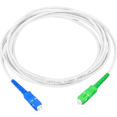 Jumper de Fibra Óptica Monomodo SC/APC-SC/UPC Simplex, Color Blanco 2 Metros