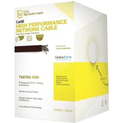 Bobina de Cable UTP / Cat5e / 305 m (1000 ft) / 24 AWG / 100% Cobre / Interior / PoE / Blanco