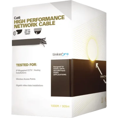 Cable UTP Cat6+ / Calibre 23 / Doble Chaqueta Gel / Exterior 305 m (1000 ft) / Resistente UV / Gigabit Ethernet / ETL y UL