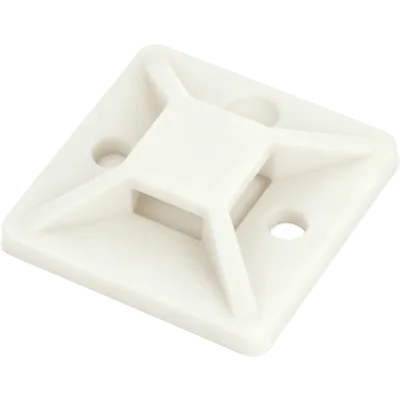 Bases Autoadhesivas para Cinchos / Organización de Cables / Entrada en Cuatro Direcciones / Instalación sin Taladro / Color Blanco / Medida 40 × 40 mm / Paquete con 100 Piezas