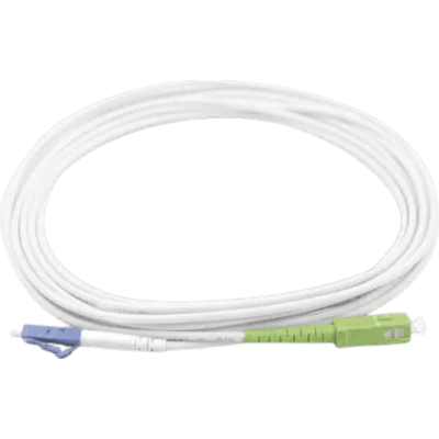 Jumper de Fibra Óptica Monomodo LC/UPC-SC/APC Simplex, Color Blanco 2 Metros