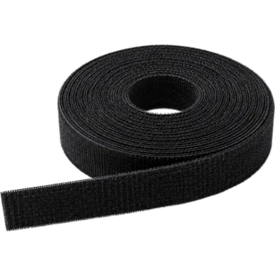 Rollo de Cinta de Contacto Continua para Organización de Cables / Reutilizable, Ajustable y Autoadherente / Color Negro / 16 mm × 50 m
