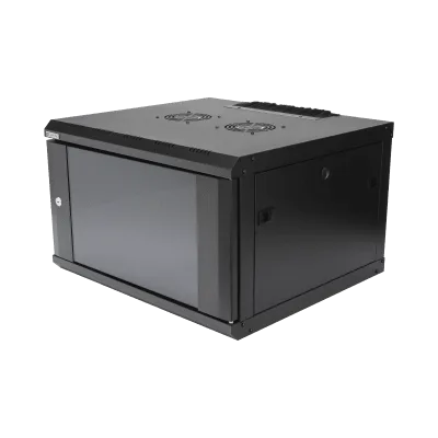 Gabinete de Pared / 6U / 19 Pulgadas / 600 x 550 x 382 mm / Cristal Templado 5 mm / Carga 60 kg / IP20