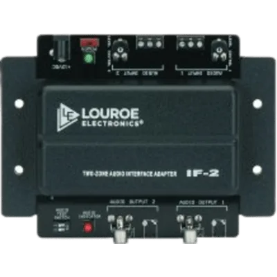 Adaptador de Interfaz de Audio de Dos Zonas / Compatible con Micrófonos Louroe / Salidas RCA y 3.5 mm / Gain Adjust por Canal / 12 VDC