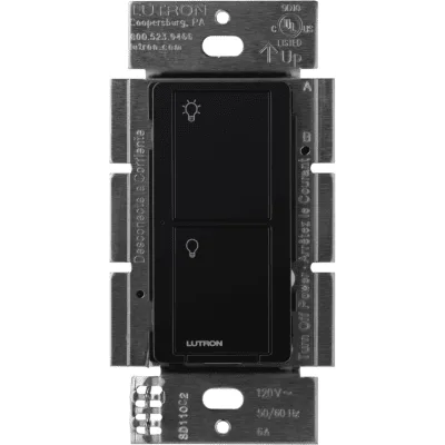Interruptor de Pared Inalámbrico / 2 Botones On/Off / 5 A LED/CFL / 600 W Incandescente / 120/277 V / Sin Neutro / Alcance 18 m (59.1 ft) Línea Vista