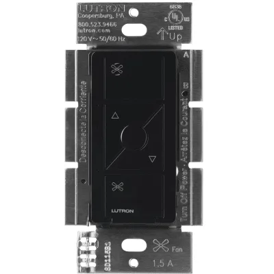 Control de velocidad para ventilador de techo / Inalámbrico / 120 V / 1.5 A / 4 velocidades + apagado / Caseta Wireless / Negro