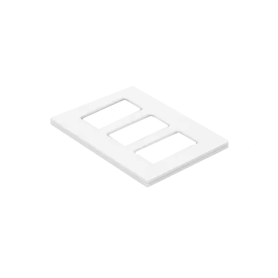 Placa de Pared Decorativa / 3 Espacios / Sin Tornillos Visibles / Perfil Sobredimensionado 7.6 mm / Acabado Blanco Brillante