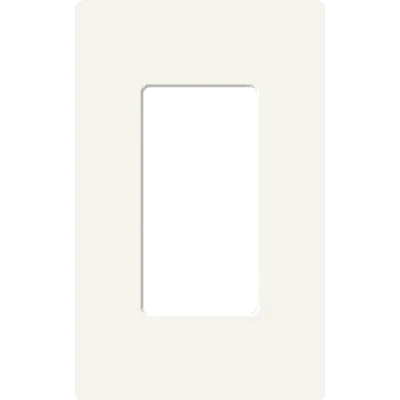 Placa de pared sin tornillos visibles de 1 espacio (1 gang), acabado satinado color Snow, para atenuadores y controles Lutron de apertura estilo designer