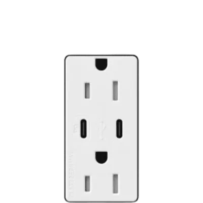 Receptáculo USB Lutron / 15 A 125 V~ / Tipo A+C / Power Delivery 55 W / Tamper Resistant / Claro Satin Midnight