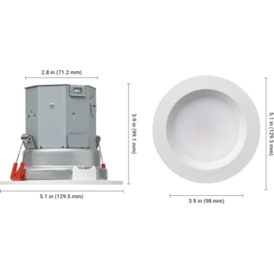Lumaris Tunable White Recessed Downlight / 4 PULGADAS Canless / 1800 K - 4000 K CCT / 8.5 W / 800 Lumens / Flicker-Free Dimming 100% - 0.1% / Clear Connect - Type X Wireless