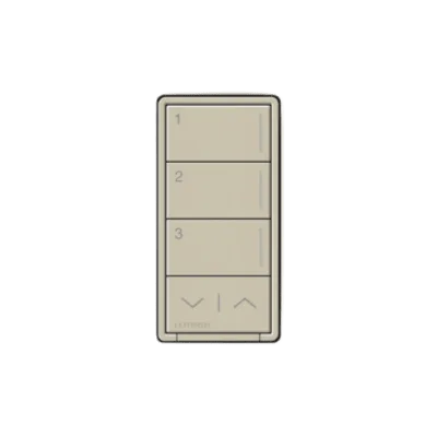 Botonera de pared Sunnata con 3 botones de escena y barra subir/bajar, retroiluminada, acabado Midnight, RadioRA 3