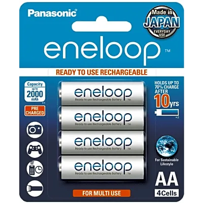 Batería Recargable AA / Ni-MH 2000 mAh / 1.2V / Baja Autodescarga / 2100 Ciclos / Paquete de 4