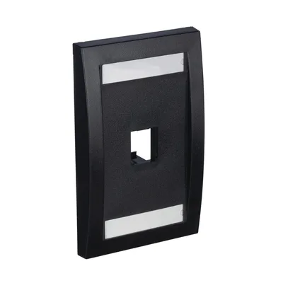 Placa de Pared Vertical / 1 Puerto Mini-Com / Espacio para Etiquetas / ABS Negro