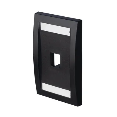 Placa de Pared Vertical / 1 Puerto Mini-Com / Espacio para Etiquetas / ABS Negro