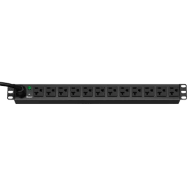 PDU ES2P Básico para Distribución de Energía, Enchufe de Entrada NEMA 5-20P, Con 12 Contactos NEMA 5-20R, Instalación Horizontal de 19in, 1UR, 20 Amp, 120 Vca