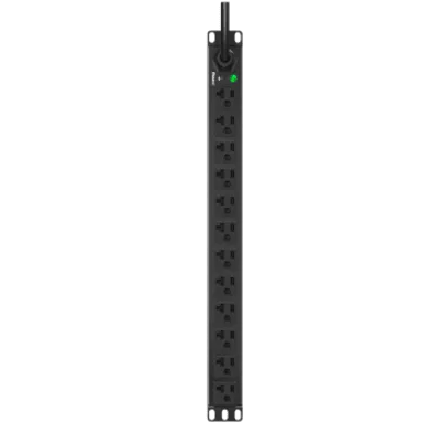 PDU ES2P Básico para Distribución de Energía, Enchufe de Entrada NEMA L5-20P, Con 12 Contactos NEMA 5-20R, Instalación Horizontal de 19in, 1UR, 20 Amp, 120 Vca